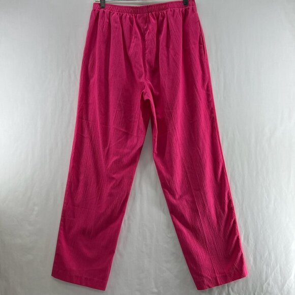 Drapers & Damons Crinkle Pull On Pants Size PM Elastic Waist High Rise Hot Pink - Picture 2 of 10
